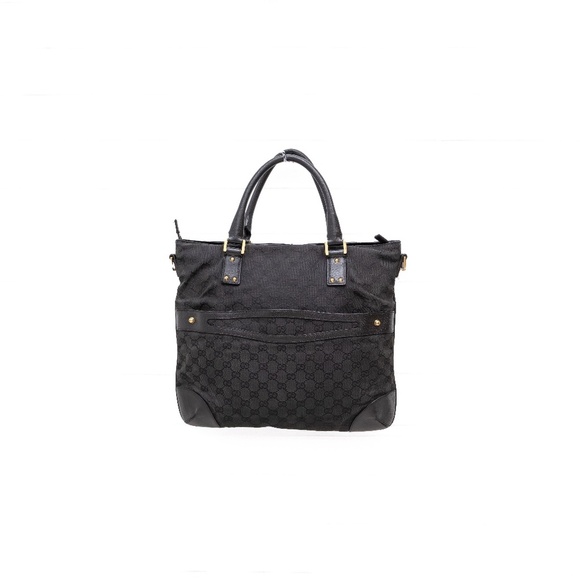 Gucci Handbags - Gucci GG Monogram Classic Black Shoulder Bag Canvas Leather Italy Tote